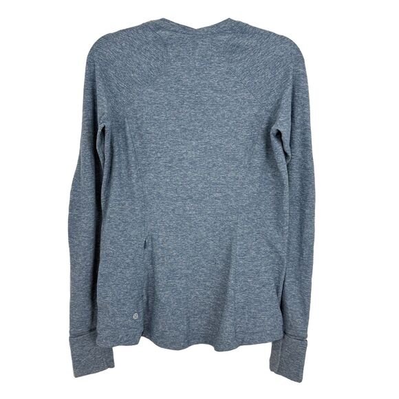 LULULEMON Runderful Long Sleeve Top 12 Heathered Petrol Blue EUC B88 - Picture 3 of 8